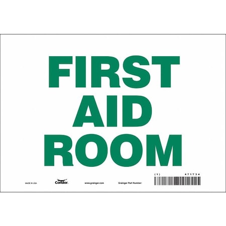 Condor First Aid Room, 10 in W x 7 in H, Vertical Rectangle, Vinyl, 471T34 471T34