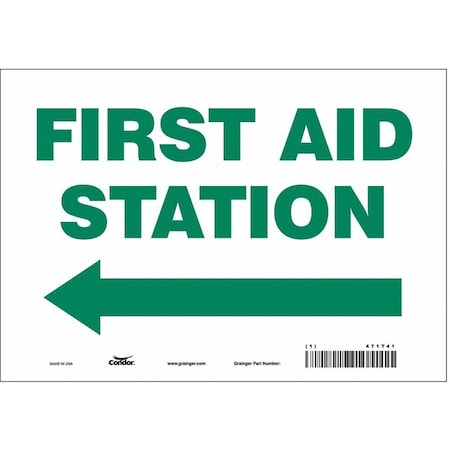 Condor First Aid Station, 10 in W x 7 in H, Vertical Rectangle, Vinyl, 471T41 471T41