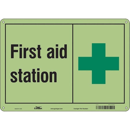 Condor First Aid Station, 14 in W x 10 in H, Horizontal Rectangle, Glow Vinyl, 471T47 471T47