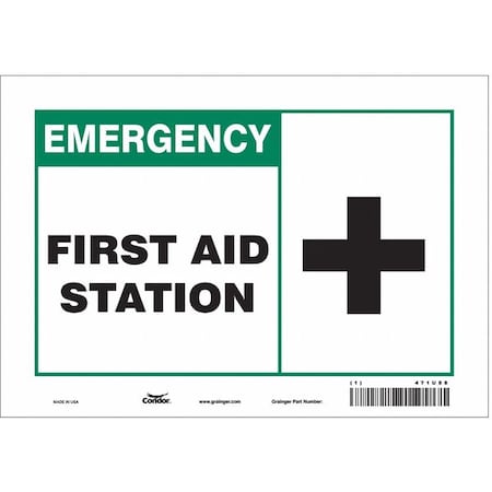 Condor First Aid Station, 10 in W x 7 in H, Vertical Rectangle, Vinyl, 471U88 471U88