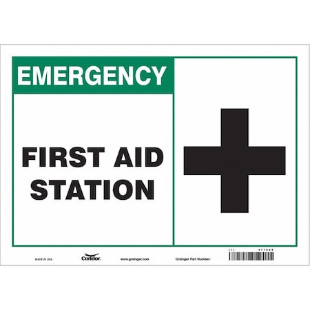 Condor First Aid Station, 14 in W x 10 in H, Horizontal Rectangle, Vinyl, 471U89 471U89