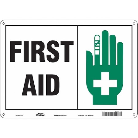 Condor First Aid, 14 in W x 10 in H, Horizontal Rectangle, Aluminum, 471U23 471U23