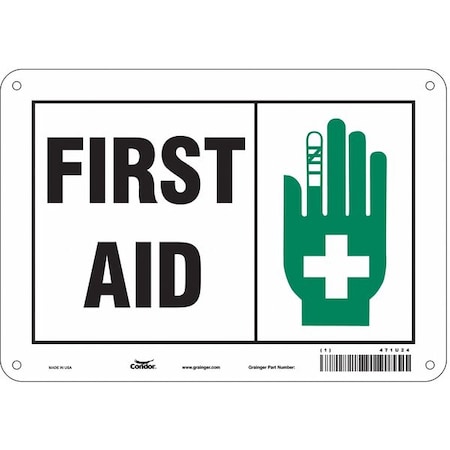 CONDOR First Aid Sign, 10" W x 7" H, 0.055" Thick, 471U24 471U24