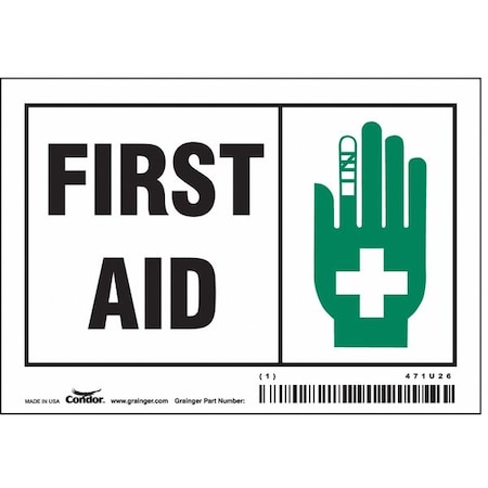 Condor First Aid, 5 in W x 3 1/2 in H, Horizontal Rectangle, Vinyl, 471U26 471U26