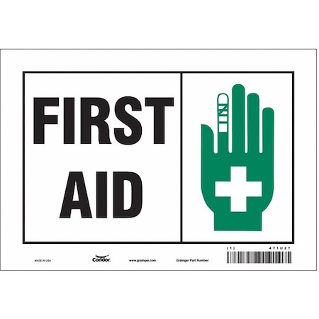 Condor First Aid, 10 in W x 7 in H, Vertical Rectangle, Vinyl, 471U27 471U27