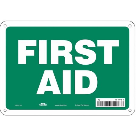 Condor First Aid, 10 in W x 7 in H, Vertical Rectangle, Aluminum, 471U33 471U33