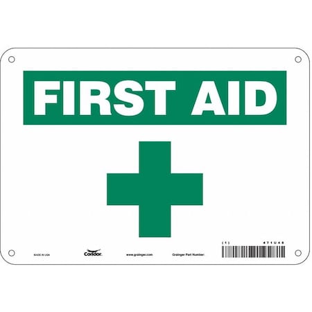 Condor First Aid, 10 in W x 7 in H, Vertical Rectangle, Aluminum, 471U48 471U48
