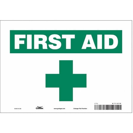 Condor First Aid, 10 in W x 7 in H, Vertical Rectangle, Vinyl, 471U56 471U56
