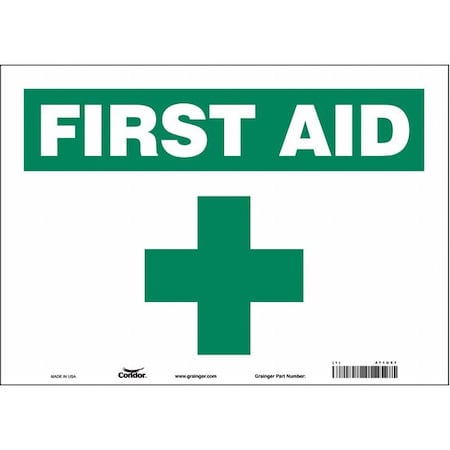 Condor First Aid, 14 in W x 10 in H, Horizontal Rectangle, Vinyl, 471U57 471U57