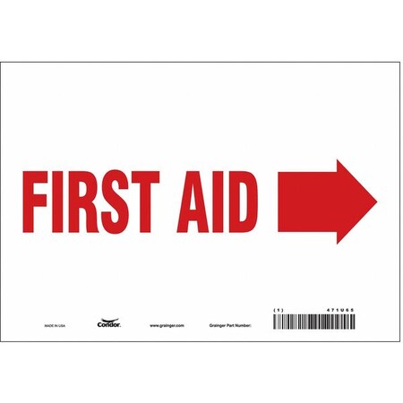 Condor First Aid, 10 in W x 7 in H, Vertical Rectangle, Vinyl, 471U65 471U65