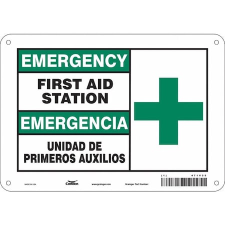 Condor Emergency/Emergencia, First Aid Station, 10 in W x 7 in H, Polyethylene, 471V05 471V05