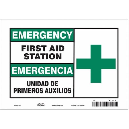 Condor Emergency/Emergencia, First Aid Station/Unidad De Primeros Auxilios, 10 in W x 7 in H, Vinyl, 471V07 471V07