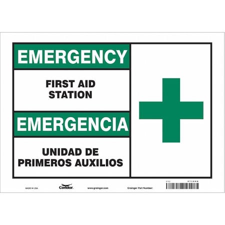 Condor Emergency/Emergencia, First Aid Station/Unidad De Primeros Auxilios, 14 in x 10 in, Vinyl, 471V08 471V08
