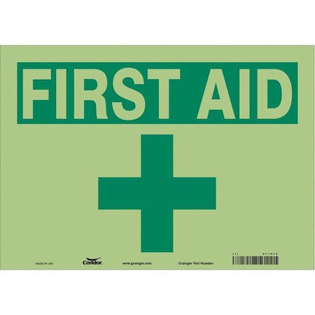 Condor First Aid, 14 in W x 10 in H, Horizontal Rectangle, Glow Vinyl, 471V12 471V12