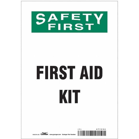Condor Safety First, First Aid Kit, 7 in W x 10 in H, Horizontal Rectangle, Vinyl, 471V24 471V24