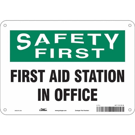 Condor Safety First, First Aid Station In Office, 10 in x 7 in, Vertical Rectangle, Polyethylene, 471V58 471V58