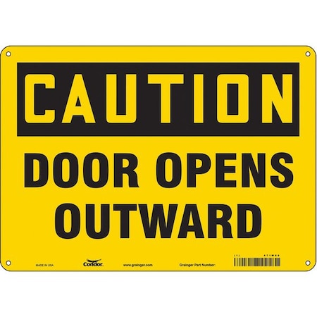 Condor Caution, Door Opens Outward, 14 in W x 10 in H, Horizontal Rectangle, Polyethylene, 471W86 471W86