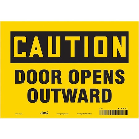 Condor Caution, Door Opens Outward, 10 in W x 7 in H, Vertical Rectangle, Vinyl, 471W87 471W87