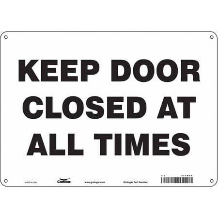 Condor Keep Door Closed At All Times, 14 in W x 10 in H, Horizontal Rectangle, Polyethylene, 471W09 471W09