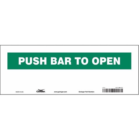 Condor Push Bar To Open, 14 in W x 5 in H, Vertical Rectangle, Vinyl, 471W22 471W22