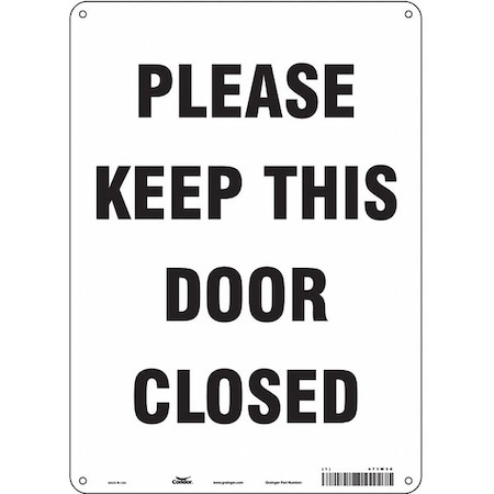 Condor Please Keep This Door Closed, 10 in W x 14 in H, Vertical Rectangle, Aluminum, 471W30 471W30