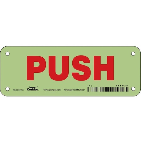 Condor Push, 7 in W x 2 1/2 in H, Horizontal Rectangle, Polyethylene, 471W39 471W39