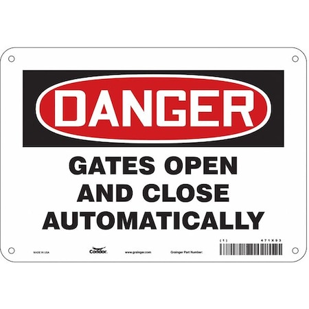Condor Danger, Gates Open And Close Automatically, 10 in W x 7 in H, Vertical Rectangle, Aluminum, 471X93 471X93