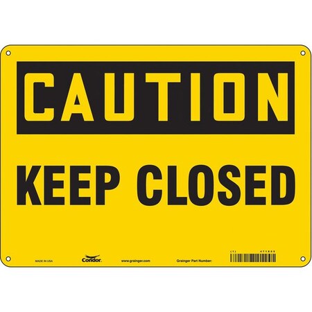 Condor Caution, Keep Closed, 14 in W x 10 in H, Horizontal Rectangle, Polyethylene, 471X05 471X05