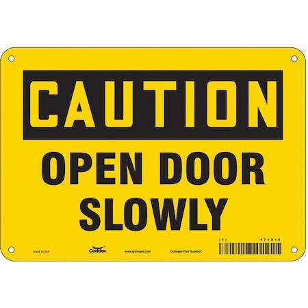 Condor Caution, Open Door Slowly, 10 in W x 7 in H, Vertical Rectangle, Aluminum, 471X15 471X15