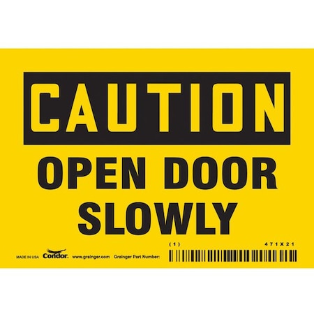 Condor Caution, Open Door Slowly, 5 in W x 3 1/2 in H, Horizontal Rectangle, Vinyl, 471X21 471X21