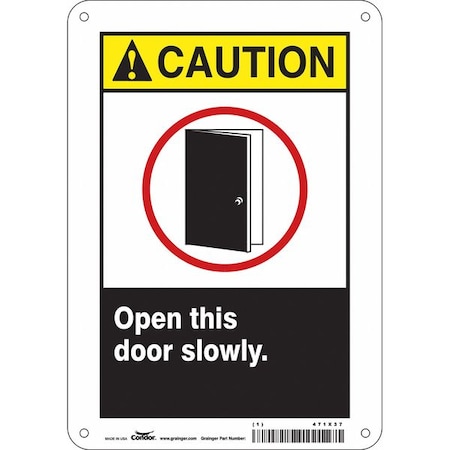 Condor Caution, Open This Door Slowly., 7 in W x 10 in H, Horizontal Rectangle, Aluminum, 471X37 471X37