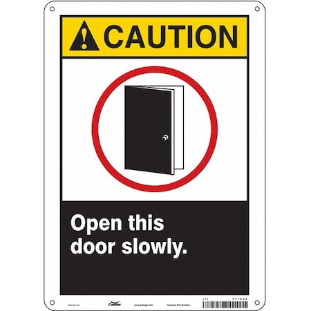 Condor Caution, Open This Door Slowly., 10 in W x 14 in H, Vertical Rectangle, Aluminum, 471X38 471X38