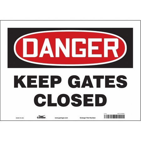 Condor Danger, Keep Gates Closed, 14 in W x 10 in H, Horizontal Rectangle, Vinyl, 471Y05 471Y05