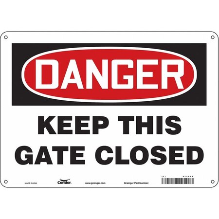 Condor Danger, Keep This Gate Closed, 14 in W x 10 in H, Horizontal Rectangle, Polyethylene, 471Y15 471Y15