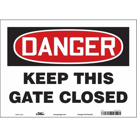 Condor Danger, Keep This Gate Closed, 14 in W x 10 in H, Horizontal Rectangle, Vinyl, 471Y17 471Y17