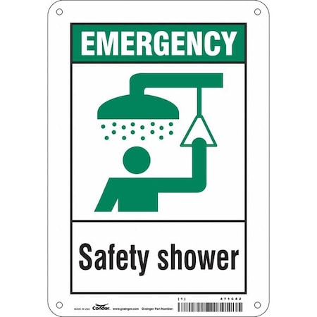 Condor Emergency, Safety Shower, 7 in W x 10 in H, Horizontal Rectangle, Polyethylene, 471C82 471C82