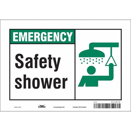 Condor Emergency, Safety Shower, 10 in W x 7 in H, Vertical Rectangle, Vinyl, 471C73 471C73