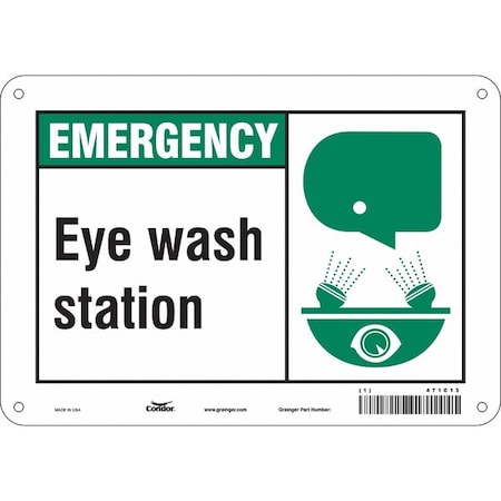 Condor Emergency, Eye Wash Station, 10 in W x 7 in H, Vertical Rectangle, Aluminum, 471C13 471C13