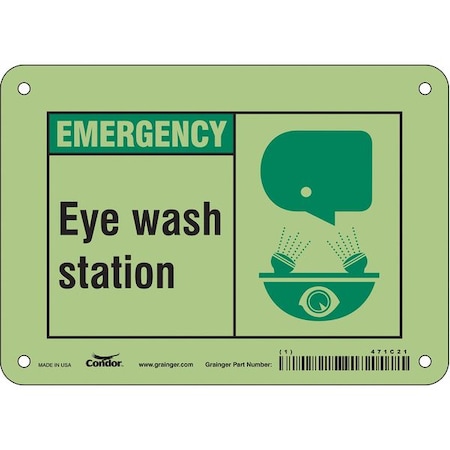 Condor Emergency, Eye Wash Station, 7 in W x 5 in H, Horizontal Rectangle, Aluminum, 471C21 471C21