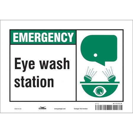 Condor Emergency, Eye Wash Station, 10 in W x 7 in H, Vertical Rectangle, Vinyl, 471C28 471C28