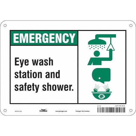 Condor Emergency, Eye Wash Station & Safety Shower, 10 in W x 7 in H, Vertical Rectangle, Aluminum, 471C30 471C30