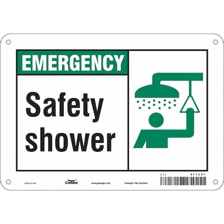 Condor Emergency, Safety Shower, 10 in W x 7 in H, Vertical Rectangle, Aluminum, 471C61 471C61