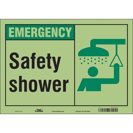 Condor Emergency, Safety Shower, 14 in W x 10 in H, Horizontal Rectangle, Glow Vinyl, 471C65 471C65