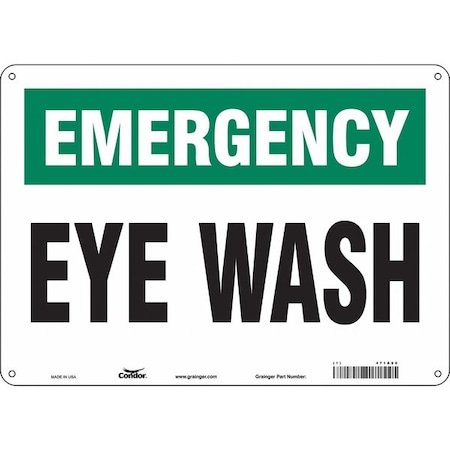Condor Emergency, Eye Wash, 14 in W x 10 in H, Horizontal Rectangle, Aluminum, 471A90 471A90