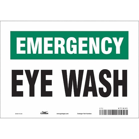 Condor Emergency, Eye Wash, 10 in W x 7 in H, Vertical Rectangle, Vinyl, 471A95 471A95