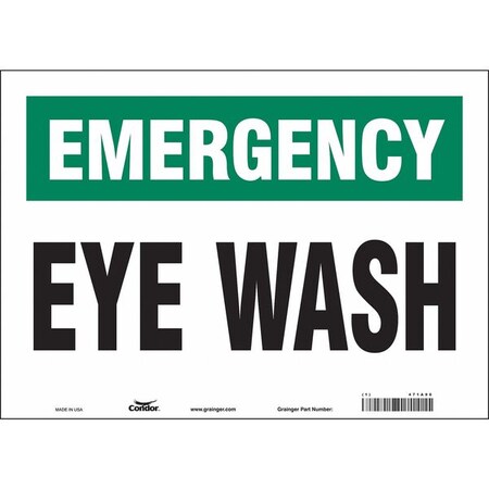 Condor Emergency, Eye Wash, 14 in W x 10 in H, Horizontal Rectangle, Vinyl, 471A96 471A96