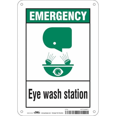 Condor Emergency, Eye Wash Station, 7 in W x 10 in H, Horizontal Rectangle, Aluminum, 471A97 471A97
