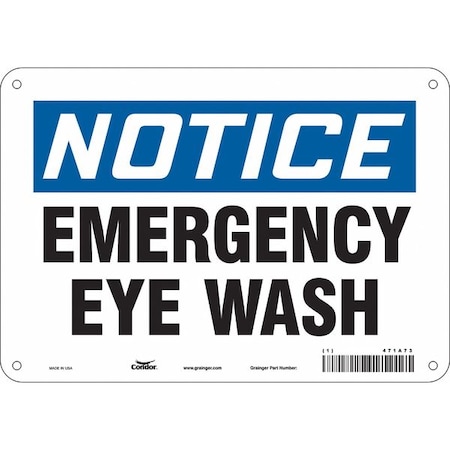 Condor Notice, Emergency Eye Wash, 10 in W x 7 in H, Vertical Rectangle, Polyethylene, 471A73 471A73