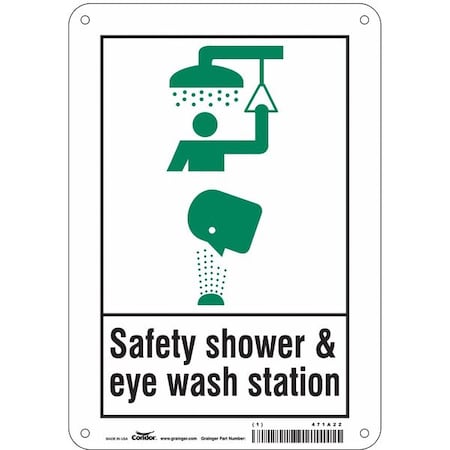 Condor Safety Shower & Eye Wash Station, 7 in W x 10 in H, Horizontal Rectangle, Aluminum, 471A22 471A22