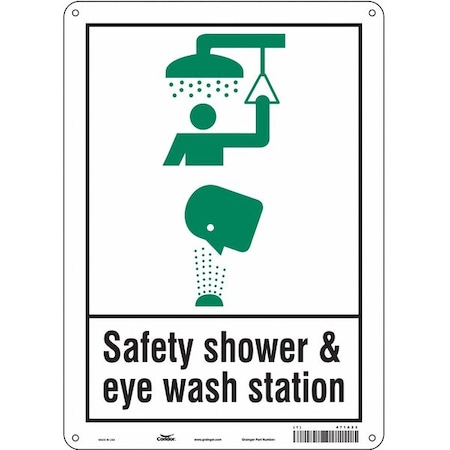 Condor Safety Shower & Eye Wash Station, 10 in W x 14 in H, Vertical Rectangle, Aluminum, 471A23 471A23